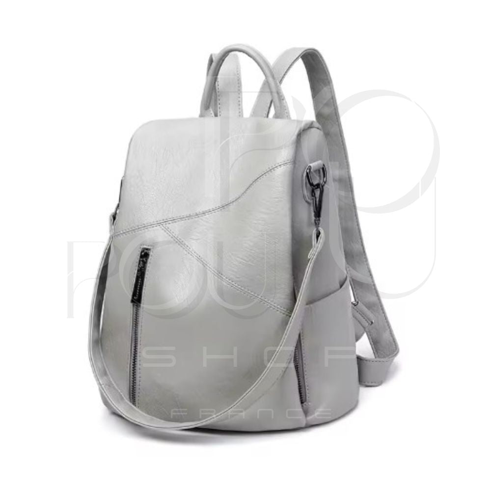 IRIS Genuine Leather Backpack | Anti-theft & Patchwork | POUPOU Shop
