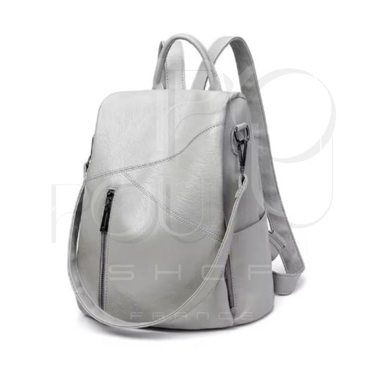 Iris Genuine Leather Backpack | Anti-theft & Patchwork | Poupou Shop