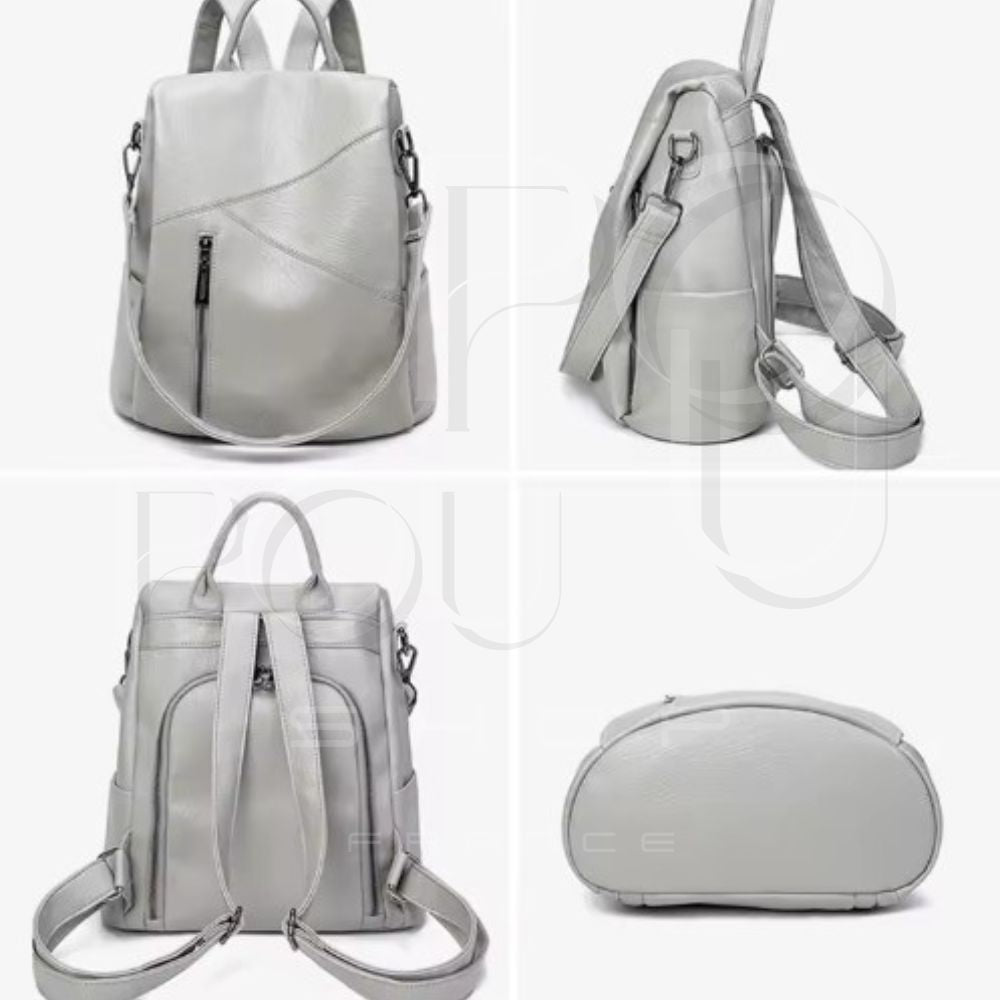IRIS Genuine Leather Backpack | Anti-theft & Patchwork | POUPOU Shop