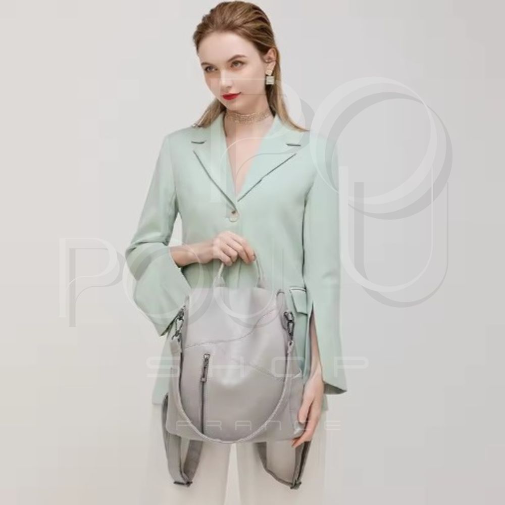 IRIS Genuine Leather Backpack | Anti-theft & Patchwork | POUPOU Shop