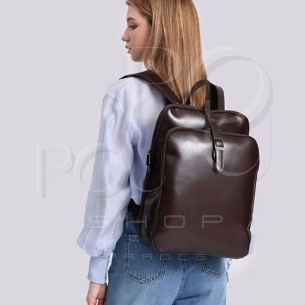 VELIA Genuine Leather Backpack | Retro & Large Capacity | POUPOU Shop