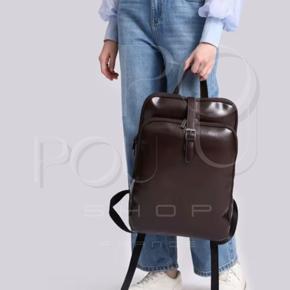 VELIA Genuine Leather Backpack | Retro & Large Capacity | POUPOU Shop
