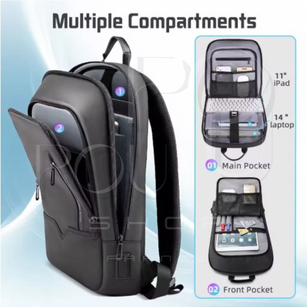 Sac à Dos d'Affaires HK15.6 | Étanche & USB | POUPOU Shop