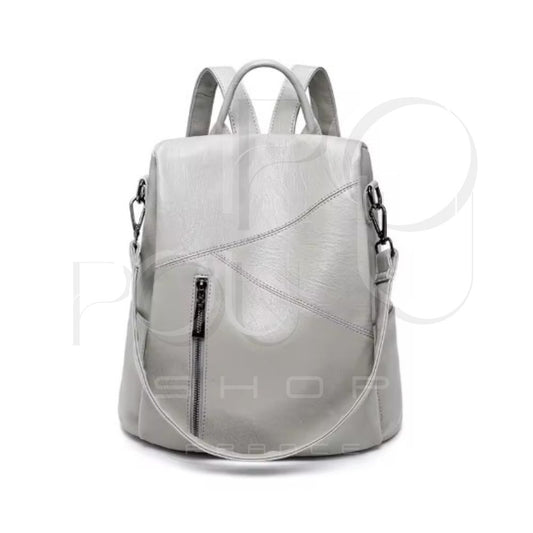 Iris Genuine Leather Backpack | Anti-theft & Patchwork | Poupou Shop