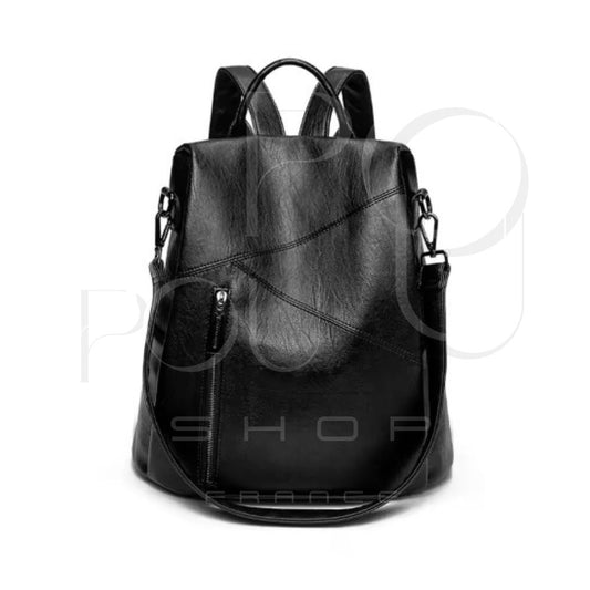 Iris Genuine Leather Backpack | Anti-theft & Patchwork | Poupou Shop