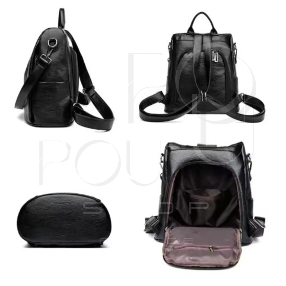 IRIS Genuine Leather Backpack | Anti-theft & Patchwork | POUPOU Shop
