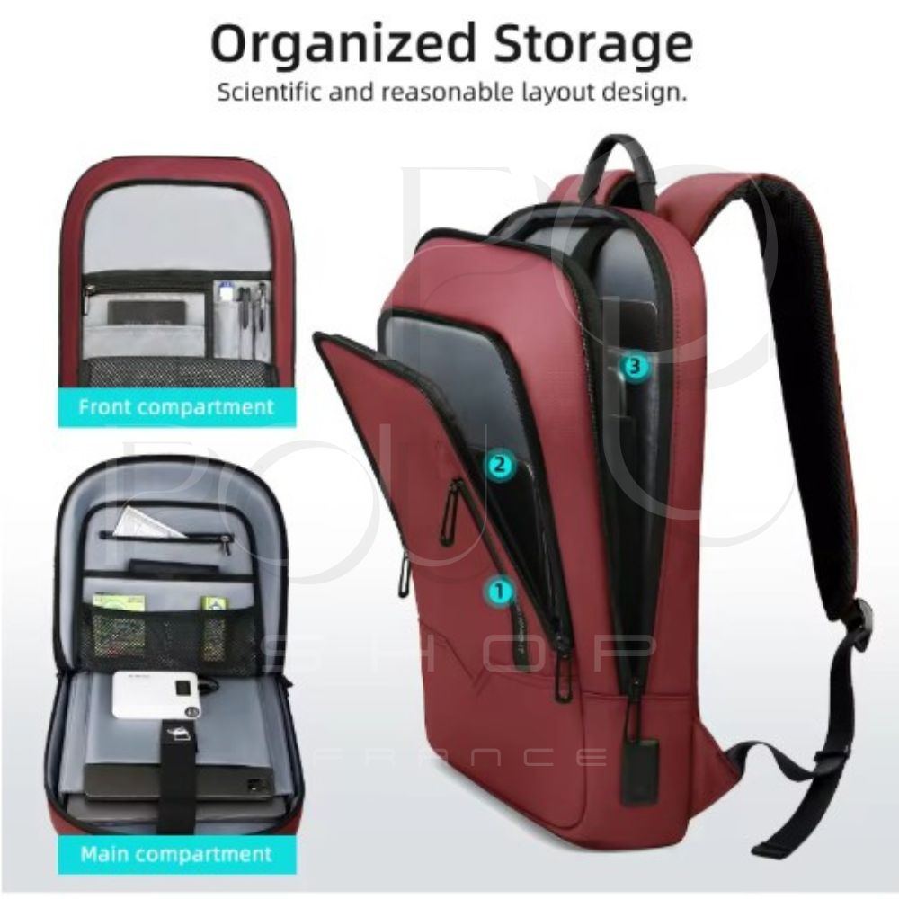 Sac à Dos d'Affaires HK15.6 | Étanche & USB | POUPOU Shop