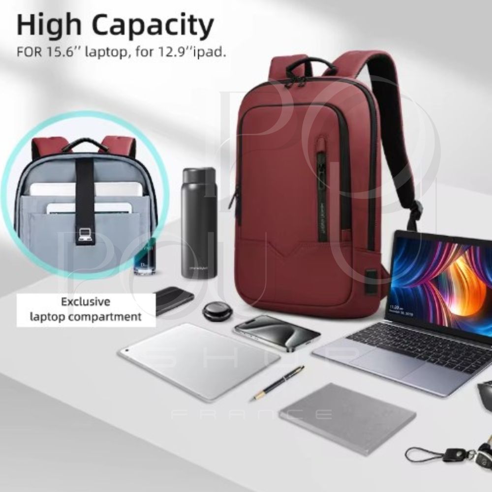 Sac à Dos d'Affaires HK15.6 | Étanche & USB | POUPOU Shop