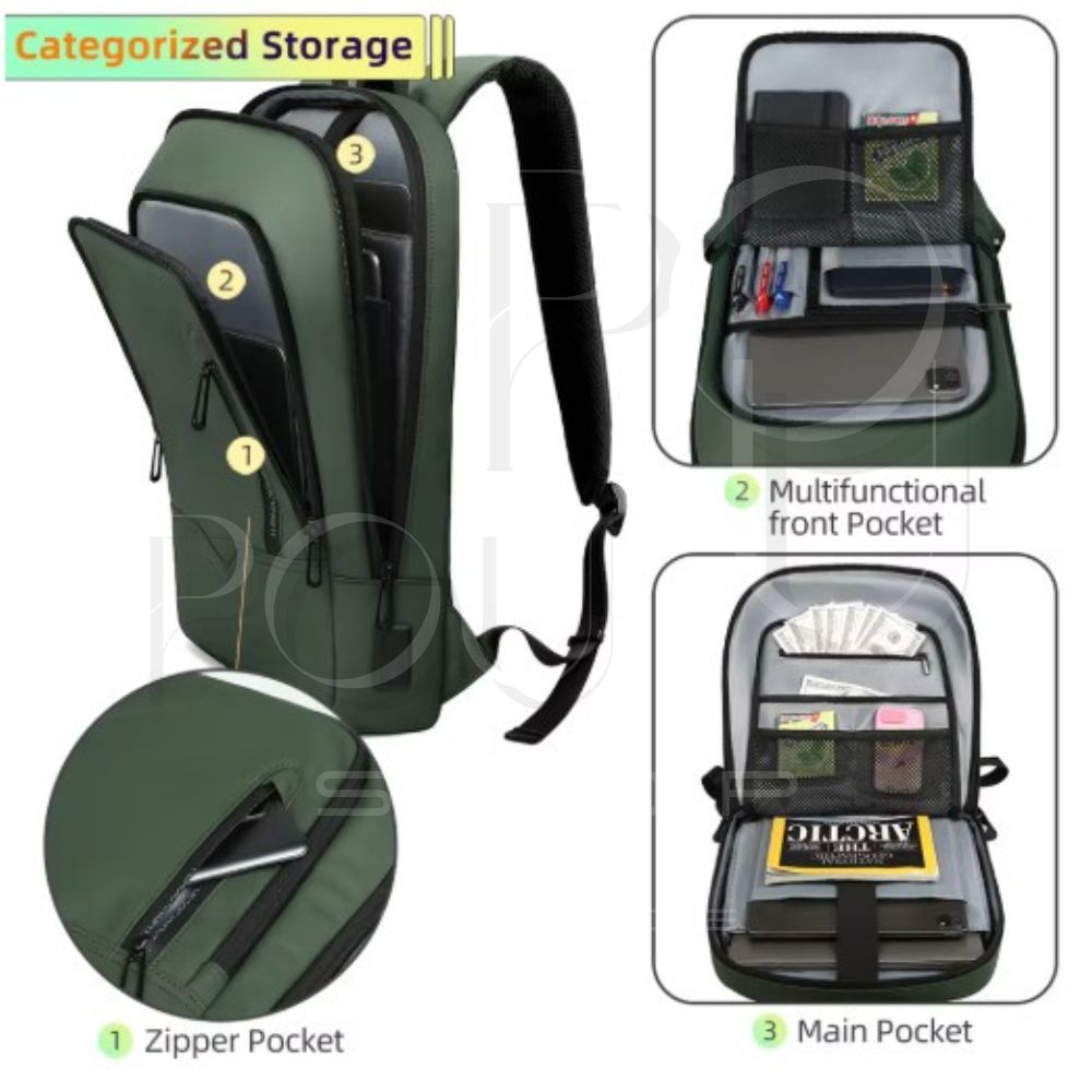 Sac à Dos d'Affaires HK15.6 | Étanche & USB | POUPOU Shop