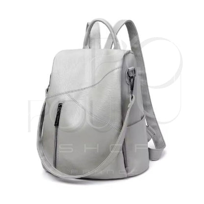 IRIS Genuine Leather Backpack | Anti-theft & Patchwork | POUPOU Shop