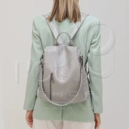 IRIS Genuine Leather Backpack | Anti-theft & Patchwork | POUPOU Shop