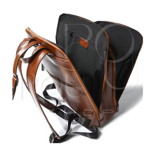 VELIA Genuine Leather Backpack | Retro & Large Capacity | POUPOU Shop