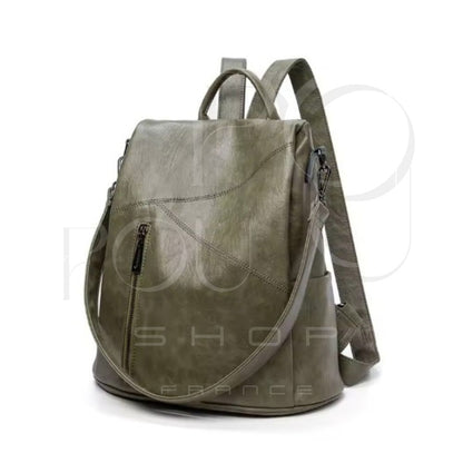 IRIS Genuine Leather Backpack | Anti-theft & Patchwork | POUPOU Shop