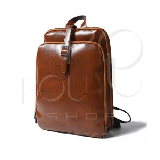 VELIA Genuine Leather Backpack | Retro & Large Capacity | POUPOU Shop