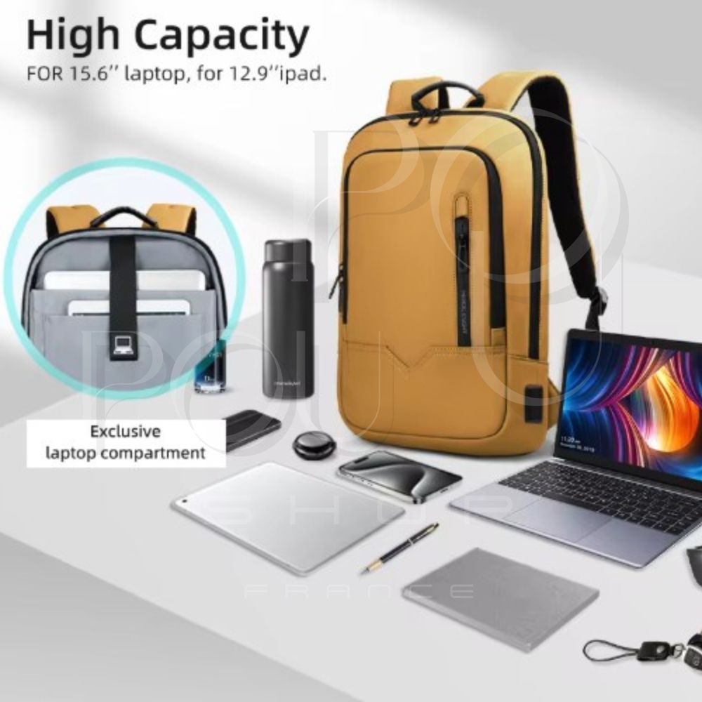 Sac à Dos d'Affaires HK15.6 | Étanche & USB | POUPOU Shop